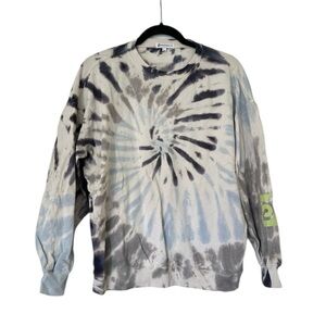 Peloton Tie Dye Logo Crew Neck Sweatshirt Womens Small Blue Green